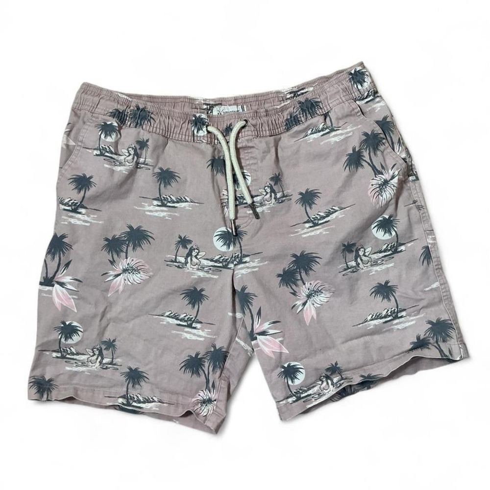 DEPARTWEST Mens Tropical Hawaiian Aloha Beach Shorts XL Drawstring‎